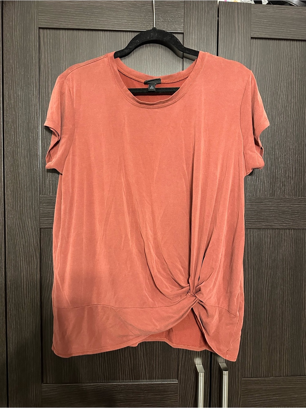 torrid Rust Pink Short Sleeve Knot-Front Tee